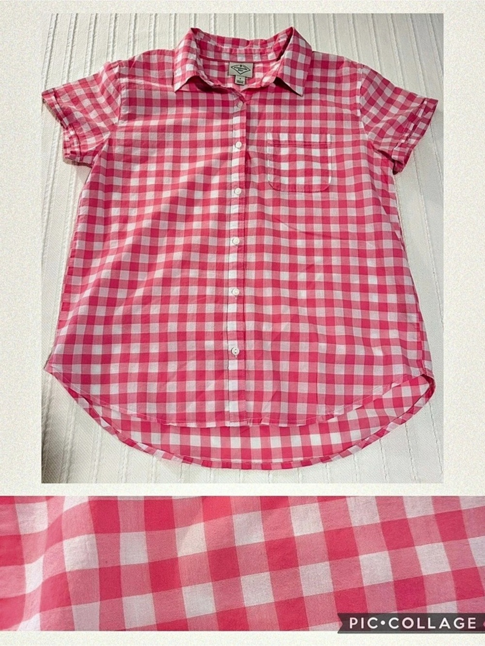 St. John’s Bay Pink Gingham Button Down Top
